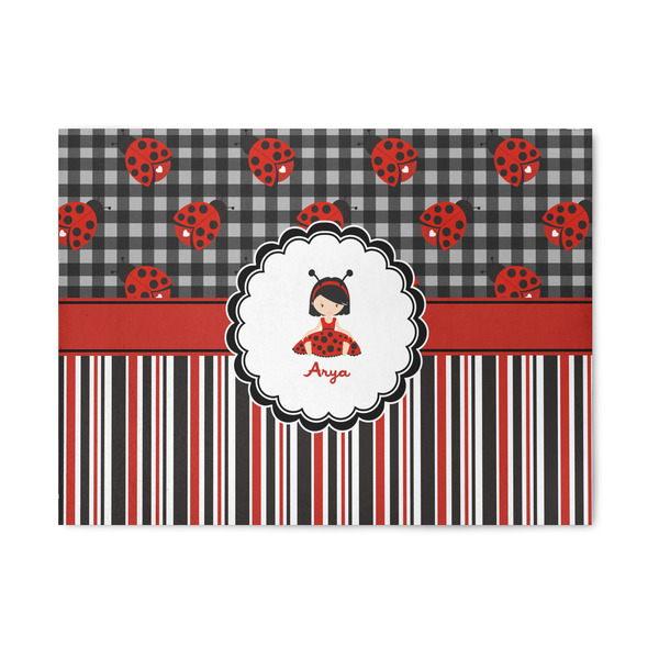 Custom Ladybugs & Stripes 5' x 7' Indoor Area Rug (Personalized)