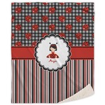 Ladybugs & Stripes Sherpa Throw Blanket (Personalized)