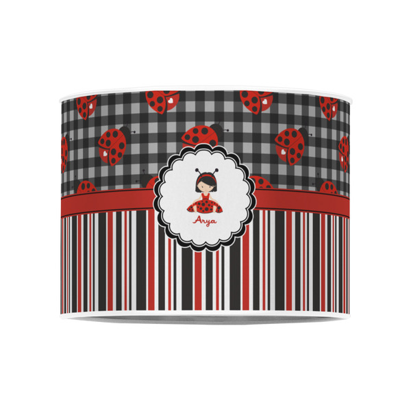 Ladybugs & Stripes 8" Drum Lampshade - FRONT (Poly Film)
