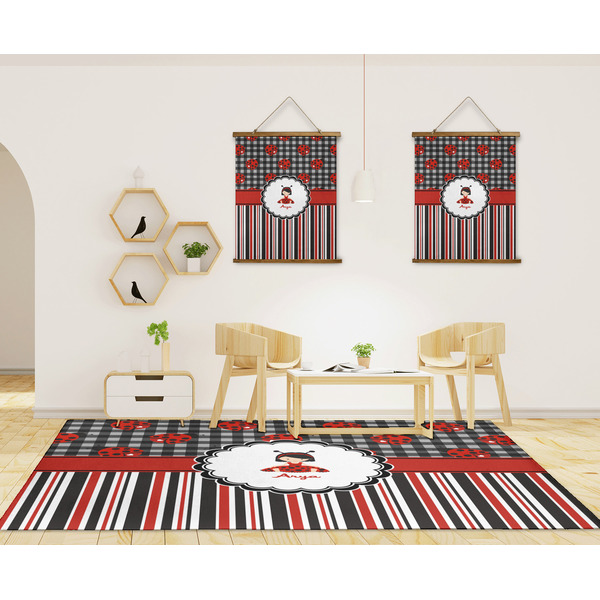 Ladybugs & Stripes 8'x10' Indoor Area Rugs - IN CONTEXT