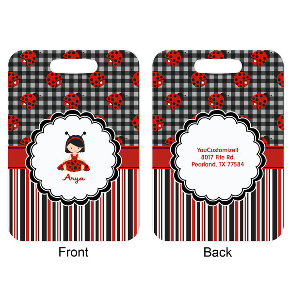 Ladybugs & Stripes Aluminum Luggage Tag (Front + Back)