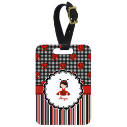 Ladybugs & Stripes Metal Luggage Tag w/ Name or Text