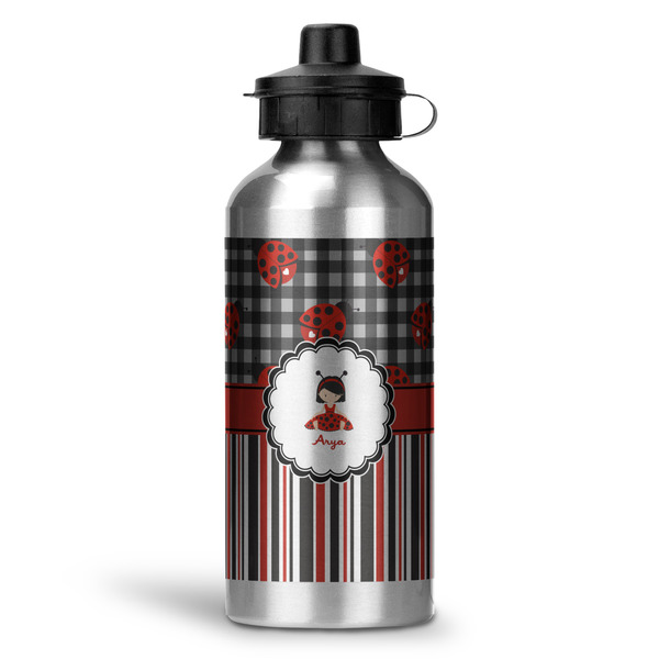 Custom Ladybugs & Stripes Water Bottle - Aluminum - 20 oz (Personalized)