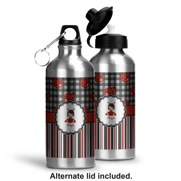 Ladybugs & Stripes Aluminum Water Bottle - Alternate lid options