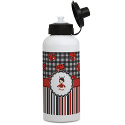 Ladybugs & Stripes Water Bottles - Aluminum - 20 oz - White (Personalized)