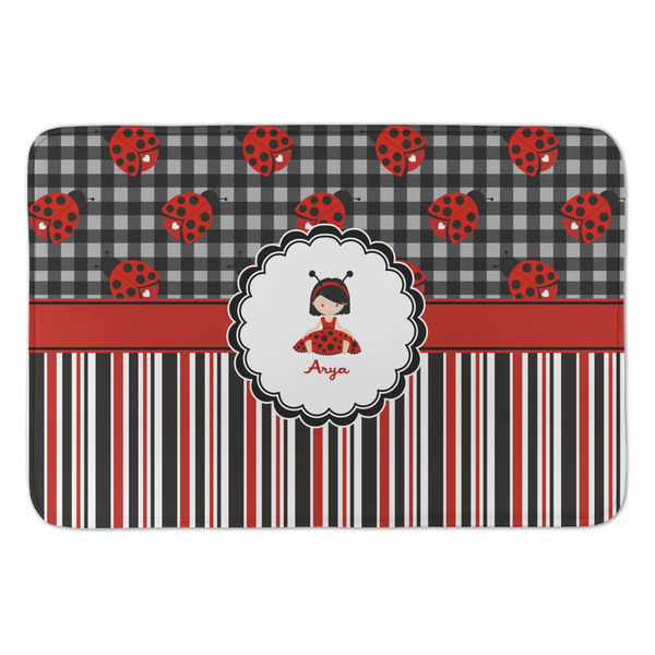 Custom Ladybugs & Stripes Anti-Fatigue Kitchen Mat (Personalized)