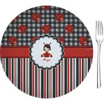 Ladybugs & Stripes 8" Glass Appetizer / Dessert Plates - Single or Set (Personalized)