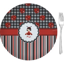 Ladybugs & Stripes 8" Glass Appetizer / Dessert Plates - Single or Set (Personalized)