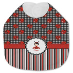 Ladybugs & Stripes Jersey Knit Baby Bib w/ Name or Text