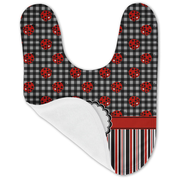 Ladybugs & Stripes Baby Bib - AFT folded