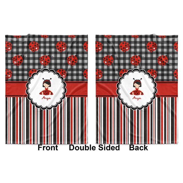 Ladybugs & Stripes Baby Blanket (Double Sided - Printed Front and Back)