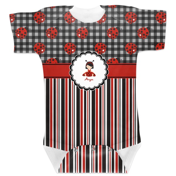 Custom Ladybugs & Stripes Baby Bodysuit 6-12 (Personalized)
