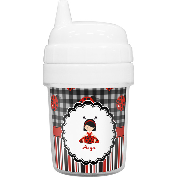Custom Ladybugs & Stripes Baby Sippy Cup (Personalized)