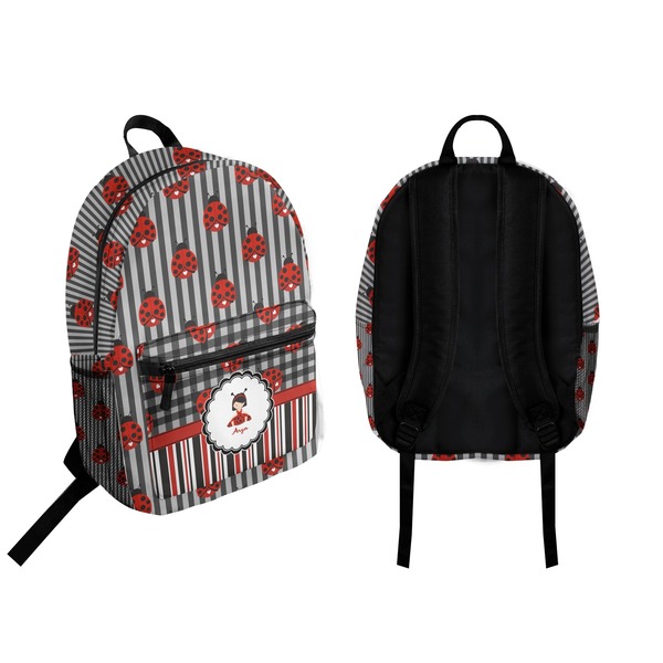Ladybugs & Stripes Backpack front and back - Apvl
