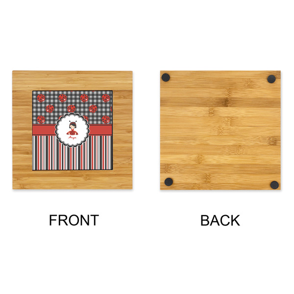 Ladybugs & Stripes Bamboo Trivet with 6" Tile - APPROVAL