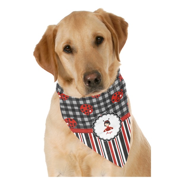 Custom Ladybugs & Stripes Dog Bandana Scarf w/ Name or Text