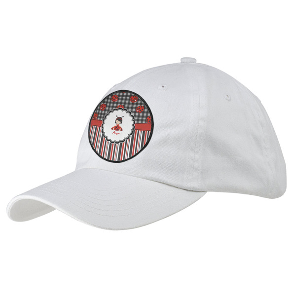 Custom Ladybugs & Stripes Baseball Cap - White (Personalized)