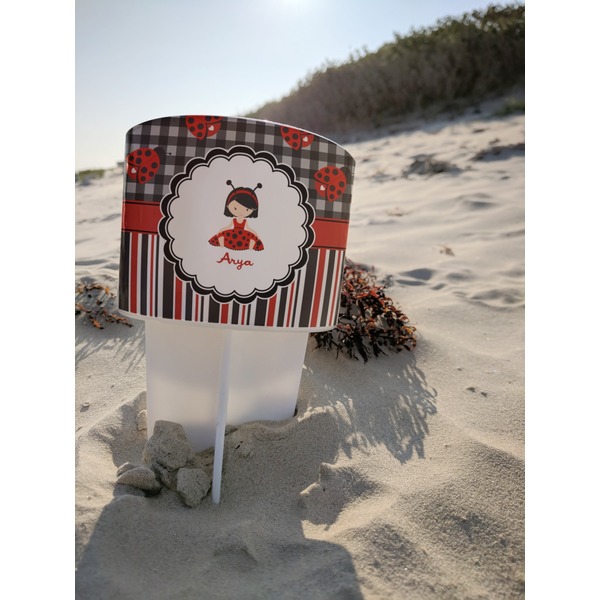 Ladybugs & Stripes Beach Spiker white on beach with sand