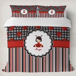 Ladybugs & Stripes Duvet Cover Set - King (Personalized)