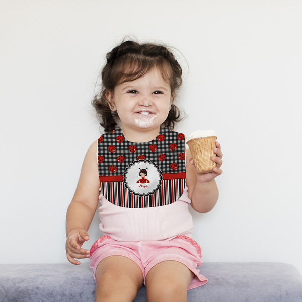 Ladybugs & Stripes Bib Lifestyle Girl