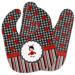 Ladybugs & Stripes Baby Bib w/ Name or Text