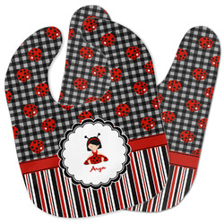 Ladybugs & Stripes Baby Bib w/ Name or Text