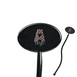 Ladybugs & Stripes 7" Oval Plastic Stir Sticks - Black - Single Sided (Personalized)