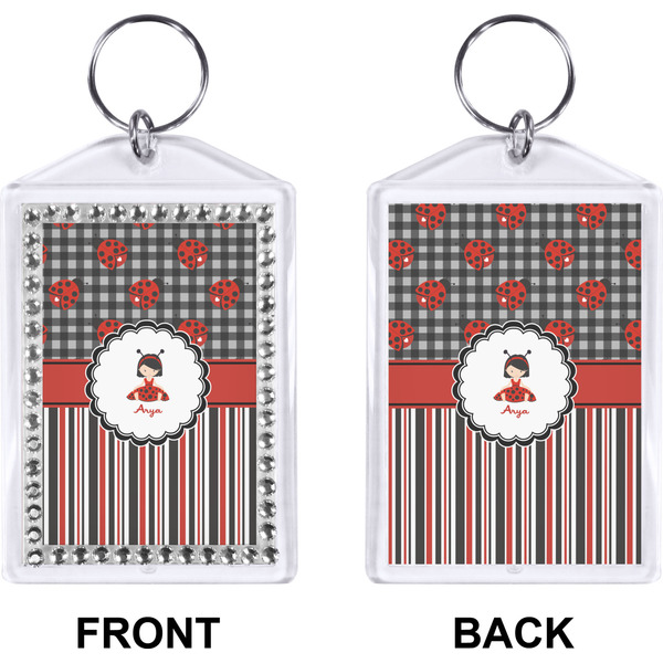 Ladybugs & Stripes Bling Keychain (Front + Back)