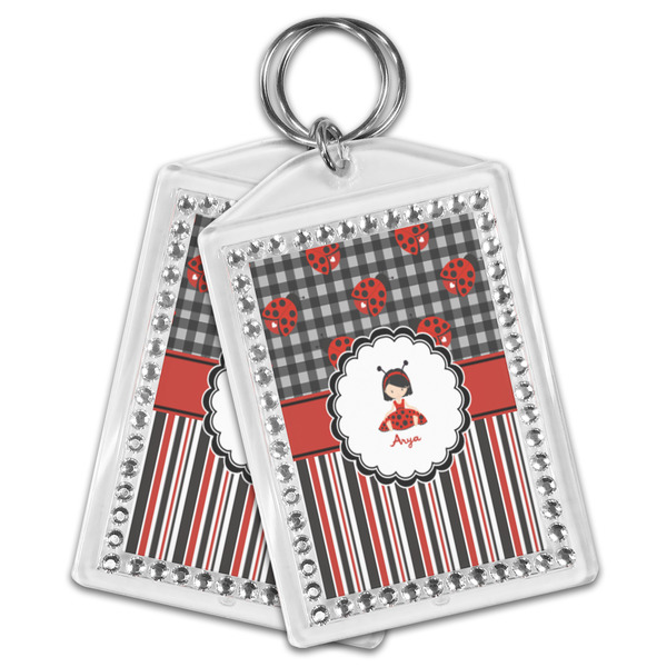 Ladybugs & Stripes Bling Keychain - MAIN