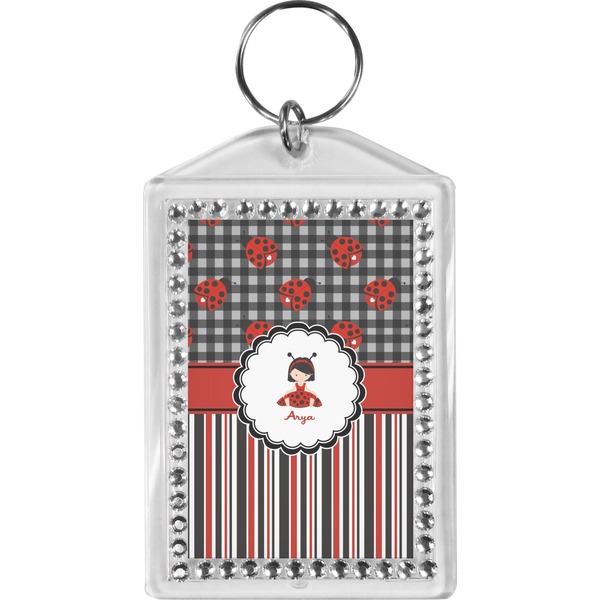 Custom Ladybugs & Stripes Bling Keychain (Personalized)
