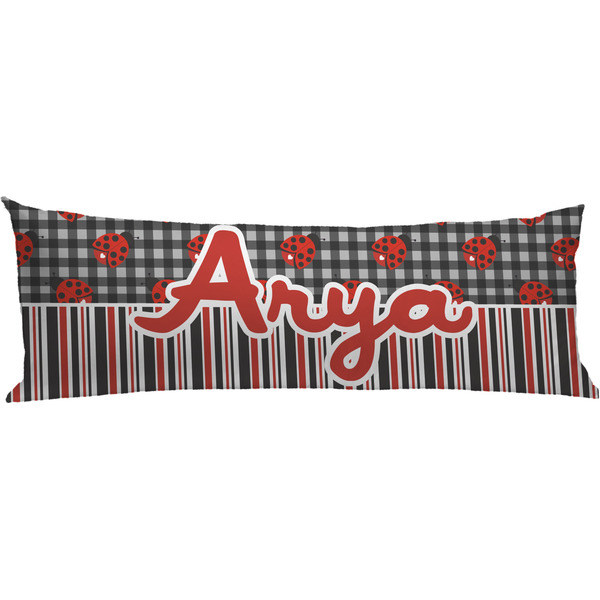 Custom Ladybugs & Stripes Body Pillow Case (Personalized)