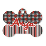Ladybugs & Stripes Bone Shaped Dog ID Tag (Personalized)