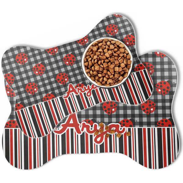 Ladybugs & Stripes Bone Shaped Dog Mats - MAIN