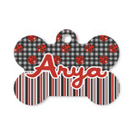 Ladybugs & Stripes Bone Shaped Dog ID Tag - Small (Personalized)