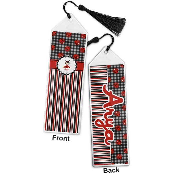 Ladybugs & Stripes Bookmark with tassel - Front and Back