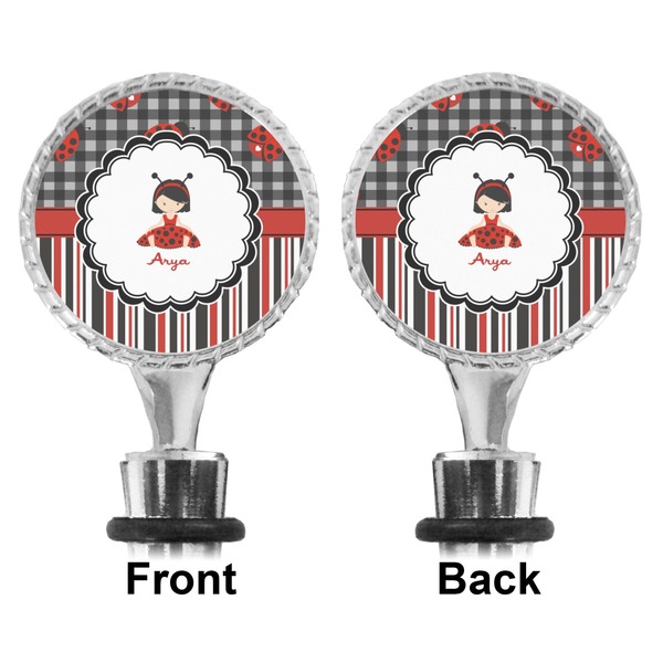 Ladybugs & Stripes Bottle Stopper - Front and Back