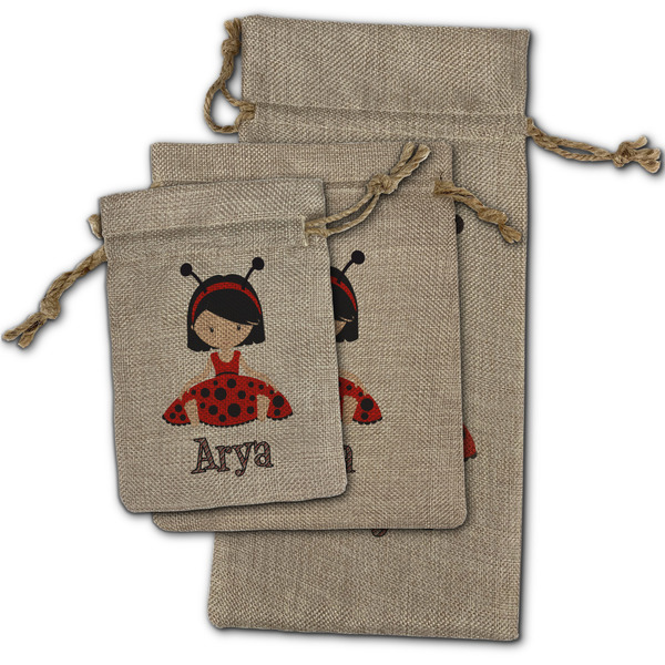 Ladybugs & Stripes Burlap Gift Bags - (PARENT MAIN) All Three