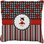 Ladybugs & Stripes Faux-Linen Throw Pillow 16" (Personalized)