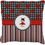 Ladybugs & Stripes Faux-Linen Throw Pillow 26" (Personalized)
