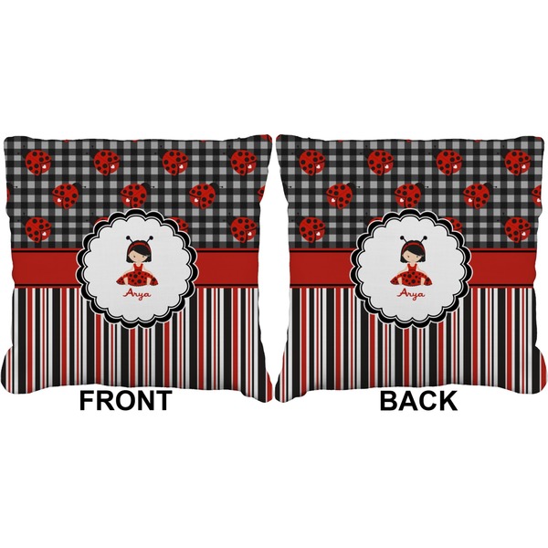 Ladybugs & Stripes Burlap Pillow Approval