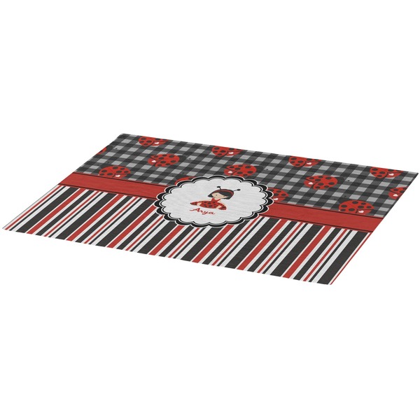 Ladybugs & Stripes Burlap Placemat (Angle View)