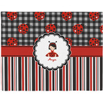 Ladybugs & Stripes Woven Fabric Placemat - Twill w/ Name or Text
