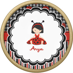 Ladybugs & Stripes Cabinet Knob - Gold (Personalized)