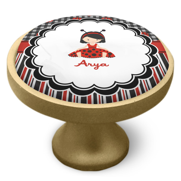 Ladybugs & Stripes Cabinet Knob - Gold - Side