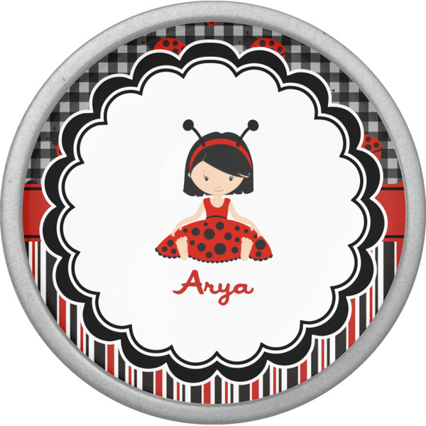 Ladybugs & Stripes Cabinet Knob - Nickel - Front