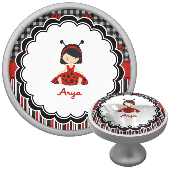 Custom Ladybugs & Stripes Cabinet Knob (Silver) (Personalized)