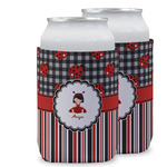 Ladybugs & Stripes Can Cooler (12 oz) w/ Name or Text