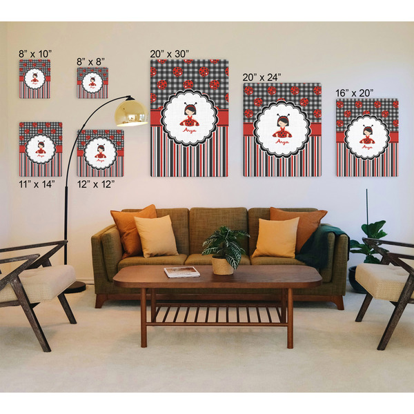 Ladybugs & Stripes Canvas Prints - Multiple Sizes