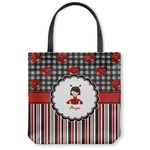 Ladybugs & Stripes Canvas Tote Bag - Medium - 16"x16" (Personalized)