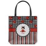 Ladybugs & Stripes Canvas Tote Bag - Small - 13"x13" (Personalized)